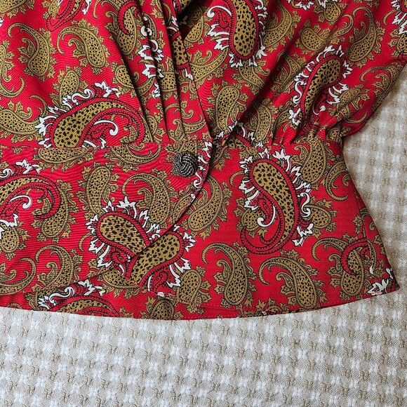 Vintage Josephine Paisley Wrap Front Fitted Waist Professional CareerWear Blouse - Picture 8 of 16